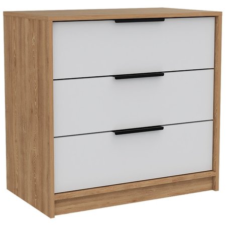 Tuhome Kaia 3 Drawers Dresser, Superior Top, White/Pine CBC4765